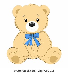 Illustration of a Soft Beige Teddy Bear, Ideal for Childhood, Toys, and Comfort Designs A soft beige teddy bear with round ears and a friendly face, evoking warmth and nostalgia, great for children’s 