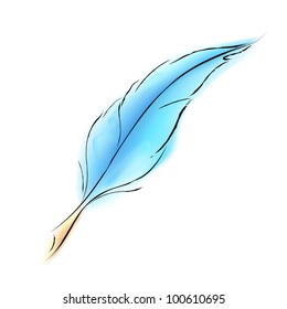 illustration of soft bird feather on white background