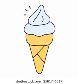 Illustration soft blue ice cream cone, ideal for dessert, sweet, and treat related designs.