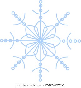 Illustration soft blue snowflake on transparent background, vector EPS10