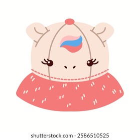 Illustration of a soft and cozy bear bucket hat with small ears, a pink brim, and a cute face, perfect for stylish children's outfits.