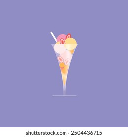 Illustration of soft cream, shaved ice, ice cream, Summer cold food vector illustration.