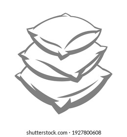 Illustration of soft pillow stack. Icon, emblem or label for for sleep products.