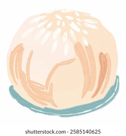 Illustration of a Soft Pink Mochi Ball with Rice Flour Dusting, Perfect for Asian Dessert and Food Themed Artwork A delicate pink mochi ball, slightly translucent with a fine dusting of rice flour, sh