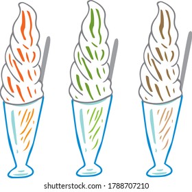 Illustration of soft serve ice cream on a glass