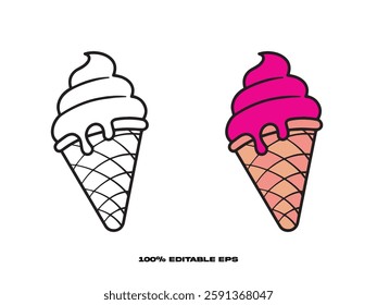 Illustration soft serve swirl ice cream coloring page for education