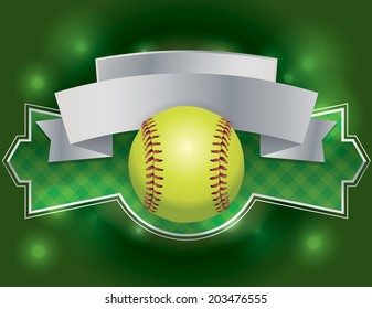 An illustration of a softball banner. Room for copy. EPS 10 vector contains transparencies.