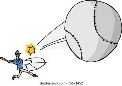 Illustration of a softball or baseball player hitting a ball