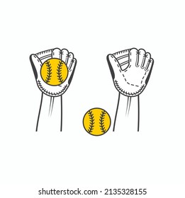 illustration of softball sport, vector art.