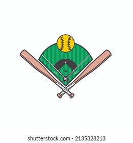 illustration of softball sport, vector art.