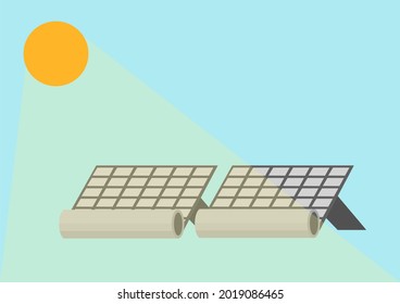 illustration of solar panels exposed to bright sunlight shining