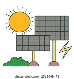 Illustration of Solar panels utility.  vector images that can be used as educational wallpapers or stickers and infographics