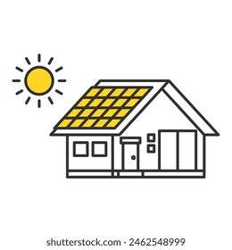 Illustration of solar power, solar panels, power generation.