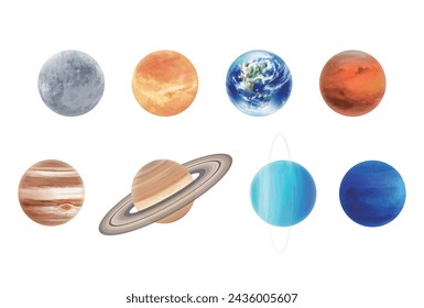 Illustration of solar system planets, Vector illustration