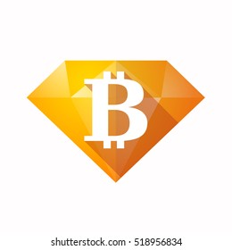 Illustration of an solated diamond icon with a bit coin sign