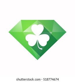 Illustration of an solated diamond icon with a clover