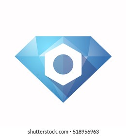 Illustration of an solated diamond icon with a nut