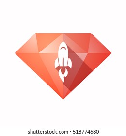 Illustration of an solated diamond icon with a rocket