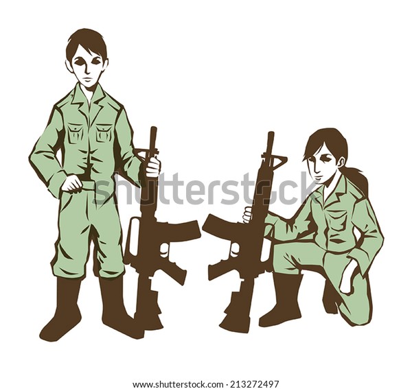 Illustration Soldier Kids Uniform War Vector Stock Vector (Royalty Free ...