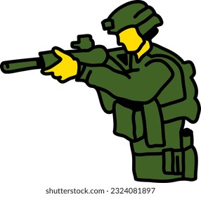 Illustration of soldiers getting ready to aim their guns