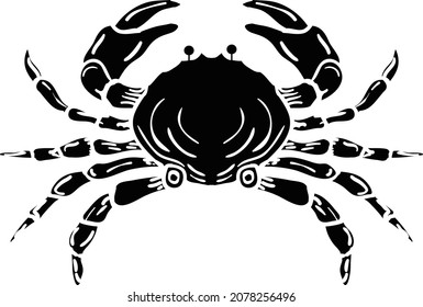 the illustration of solid black crab vector.