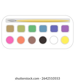 illustration of Solid Watercolor Paint box with brush