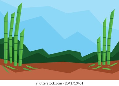 An illustration of some bamboo trees at the forest