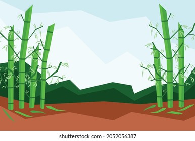 An illustration of some bamboo trees at the forest