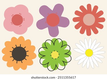 Illustration of some beautiful colorful flowers