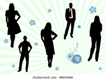 Illustration of some business men and women on an abstract background