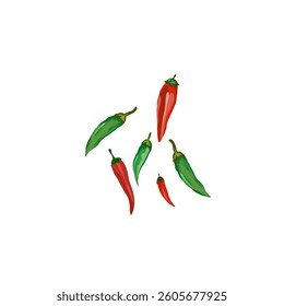 illustration of some cayenne peppers without background