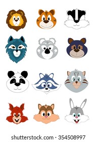 illustration a some cute animal faces