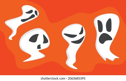 Ilustración de un fantasma lindo con expresión diferente