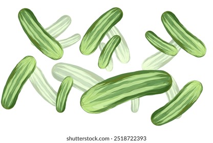 illustration of some fresh cucumbers on white background