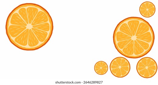 illustration of some fresh yellow orange slices on a white background