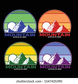 an illustration of some mountain logo templates