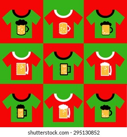 Illustration of some t-shirts with beer, vector.