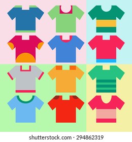 Illustration of some t-shirts, vector.