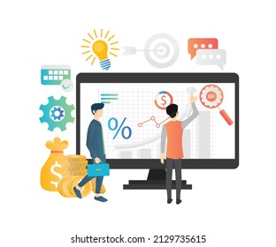 Illustration von jemandem, der die Inhalte SEO analysiert