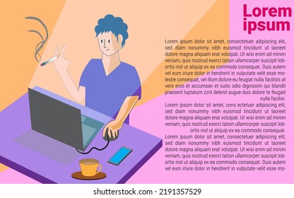 ilustración de alguien haciendo deberes por la noche.  vectores 10