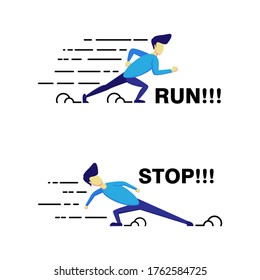 illustration of someone getting ready to run and stop running