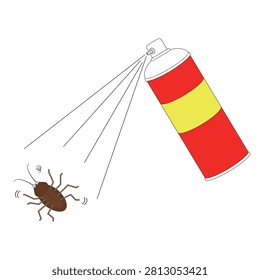 An illustration of someone getting rid of pests with insect spray