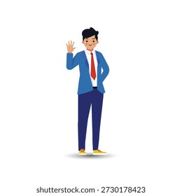 Ilustración de alguien saludando mientras levanta la mano