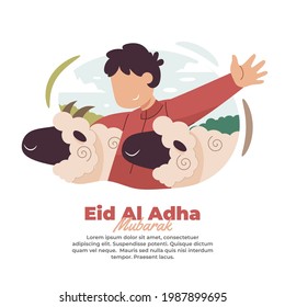 illustration of someone happy with the arrival of Eid al-Adha