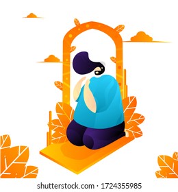illustration of someone praying during Ramadan
