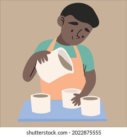 illustration of someone preparing material for ceramic art
