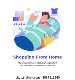 illustration of someone shopping from home during a pandemic