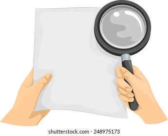 Illustration of Someone Using a Magnifying Glass to Examine a Document