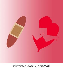Illustration of someone who has a wound in the heart and another person trying to repair and heal.