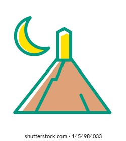 an illustration of someone's icon on the arafat mountain with a thin line style used for Islam, web, print, or pictograms. illustration of hajj, umrah, ramadhan kareem, ied mubarak - vector lines.